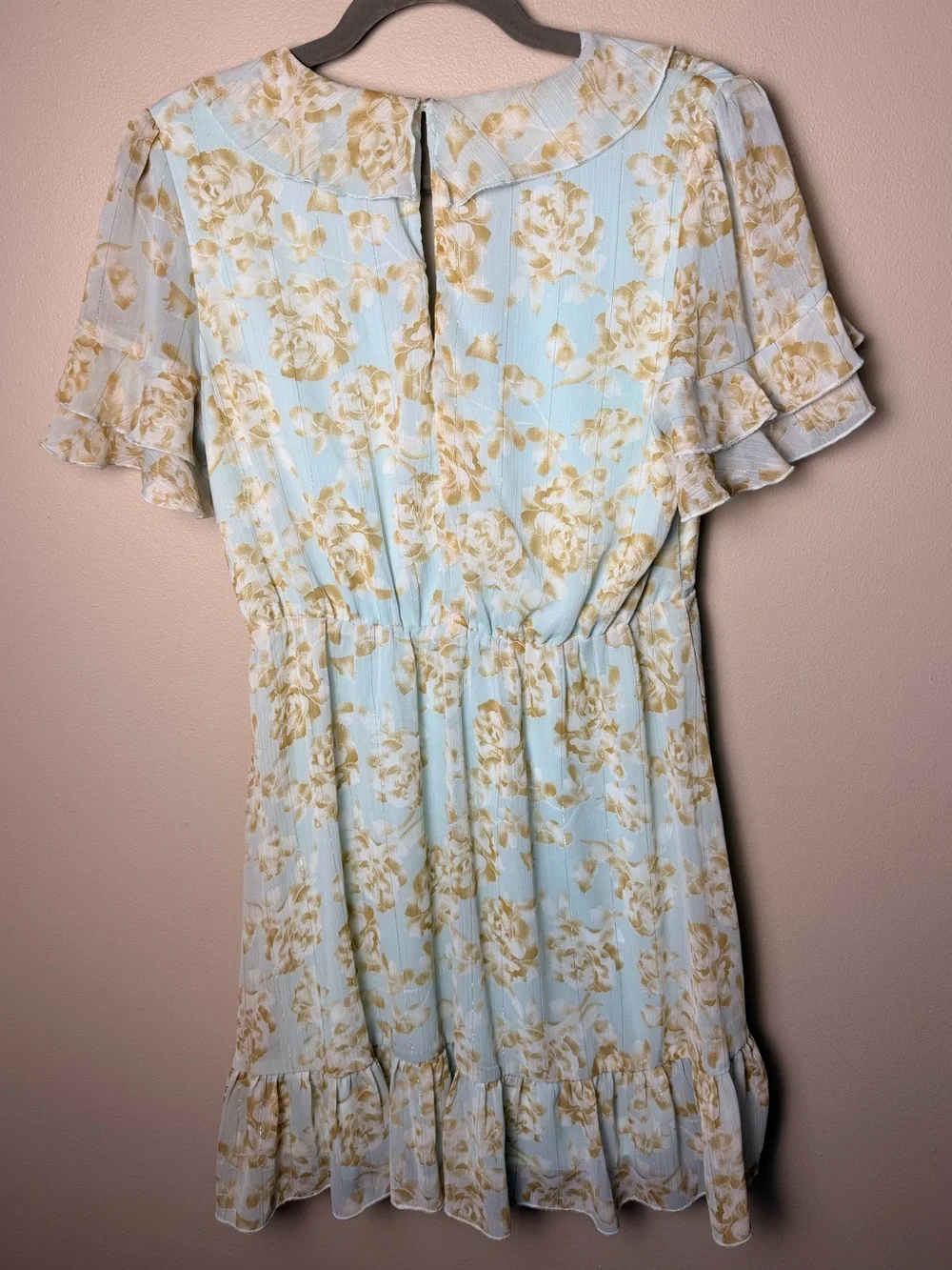 Lulus Dreaming Of Romance Dress M Mint Floral Ruffle Mini Tie Front Cottagecore - Picture 5 of 9